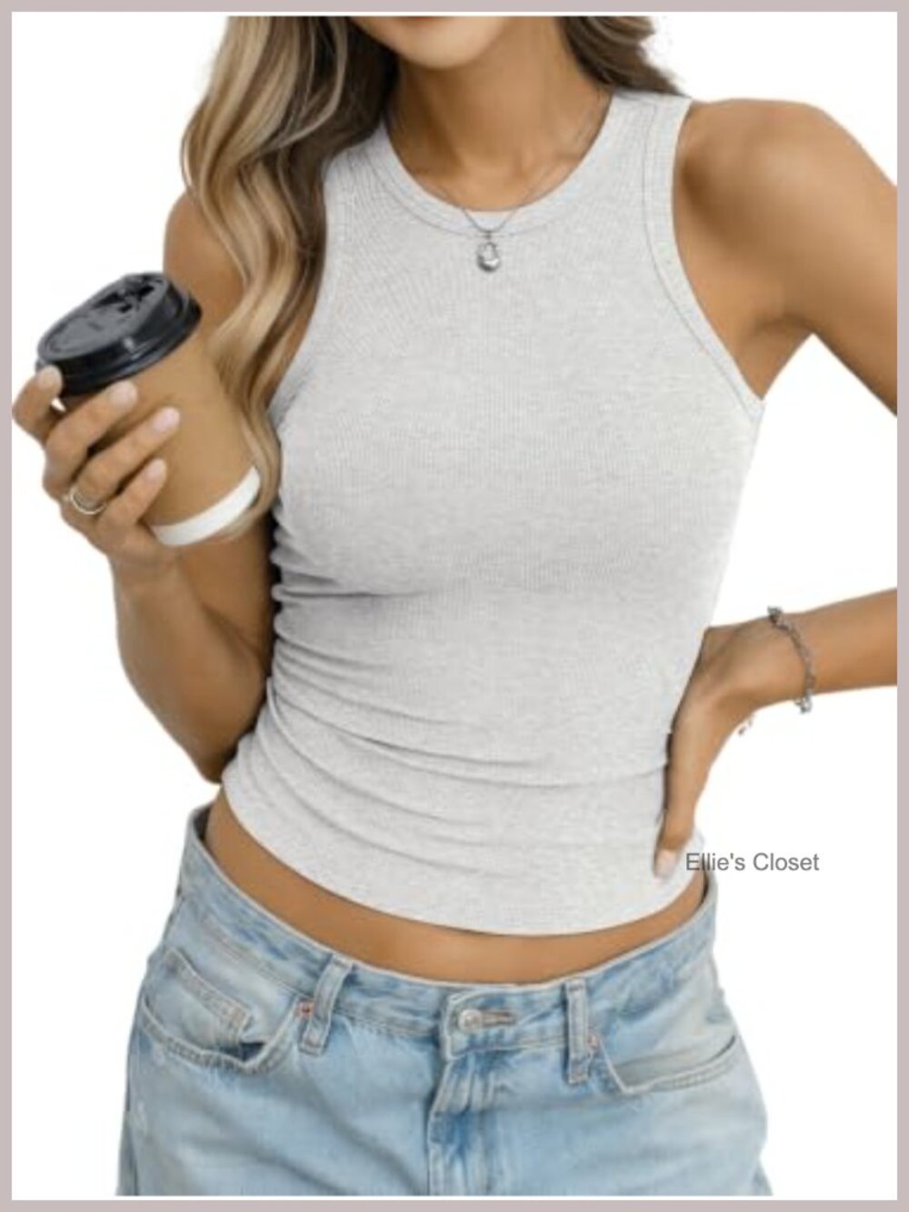 Ribbed Knit High Neck Crop Tank Top Racerback Sleeveless Y2K